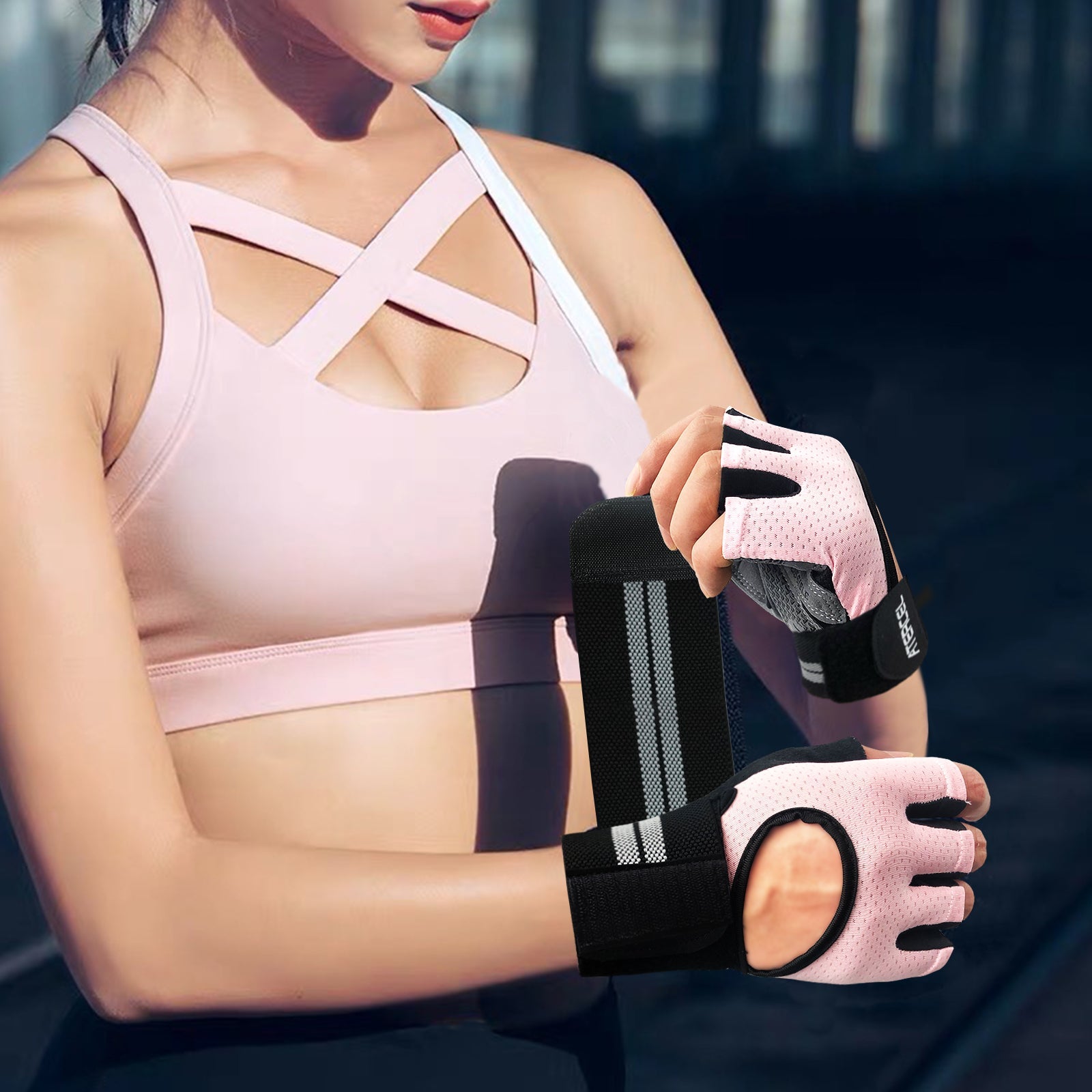 Atercel CWG04 Wristwrap Workout Gloves - Pink
