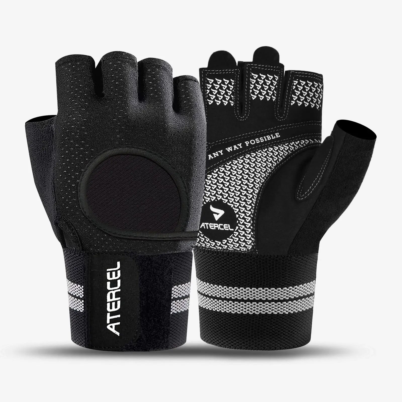 Atercel CWG04 Wristwrap Workout Gloves - Black