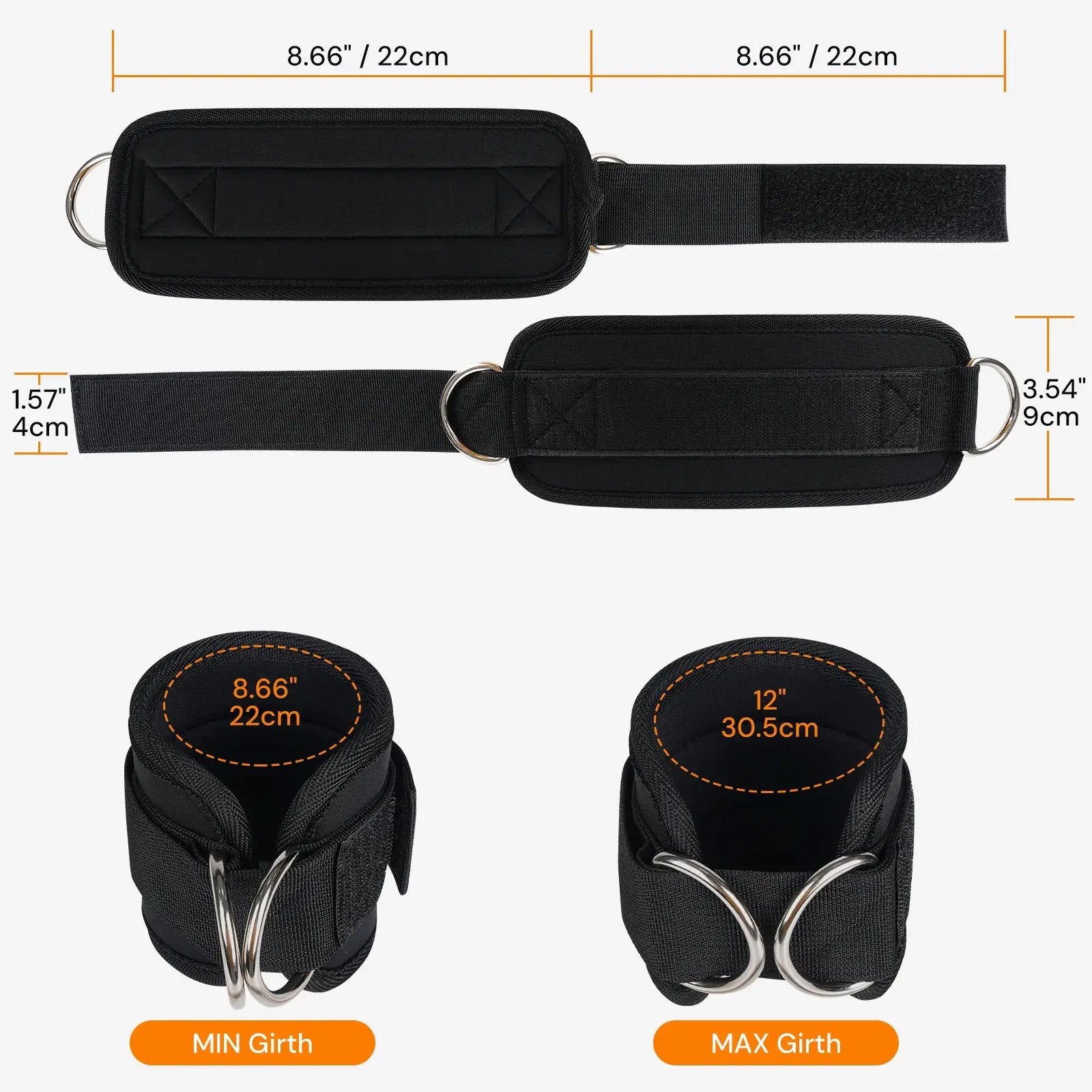 Atercel TAB01 Ankle Straps for Cable Machine - Black