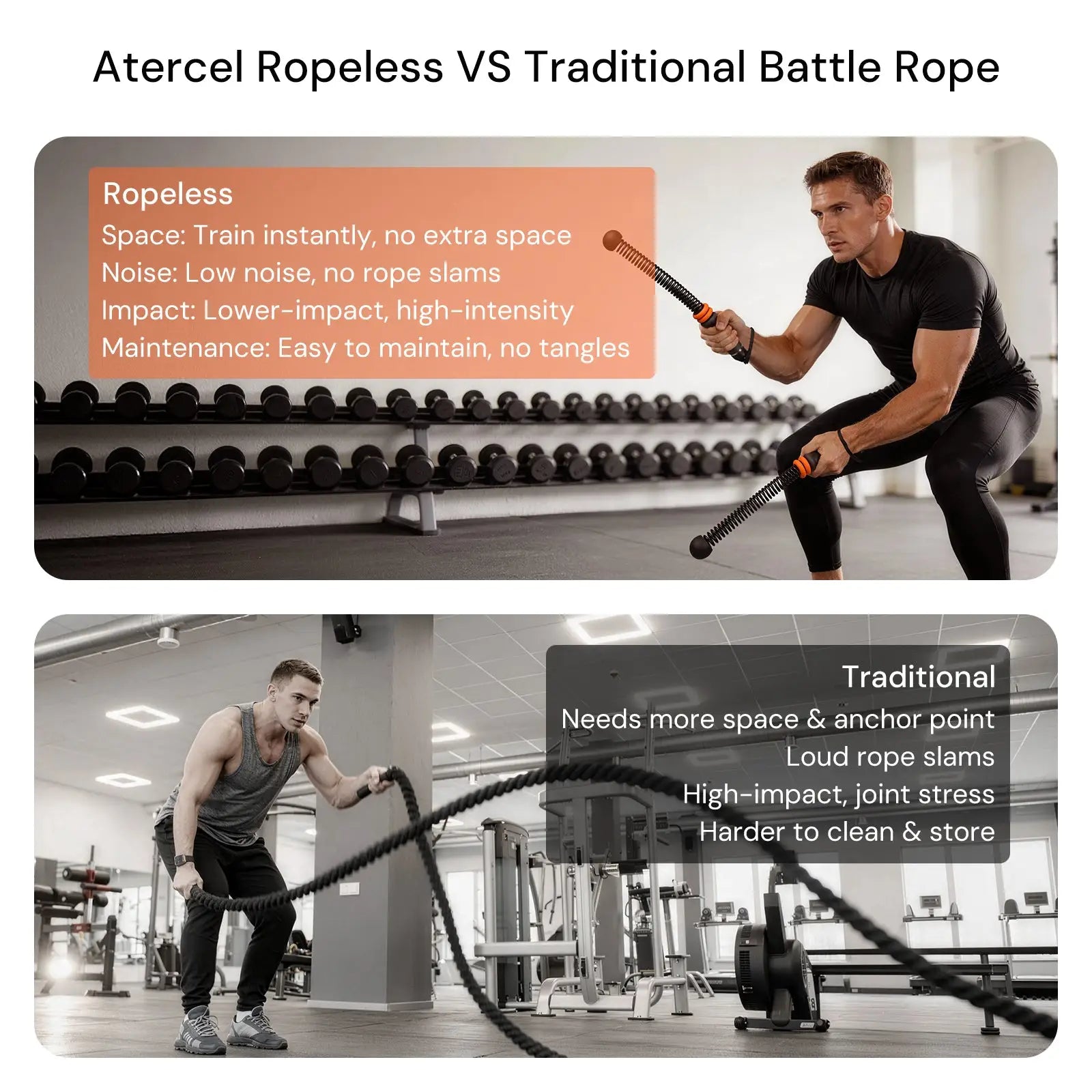Atercel TRBR01 Ropeless Battle Ropes - Black
