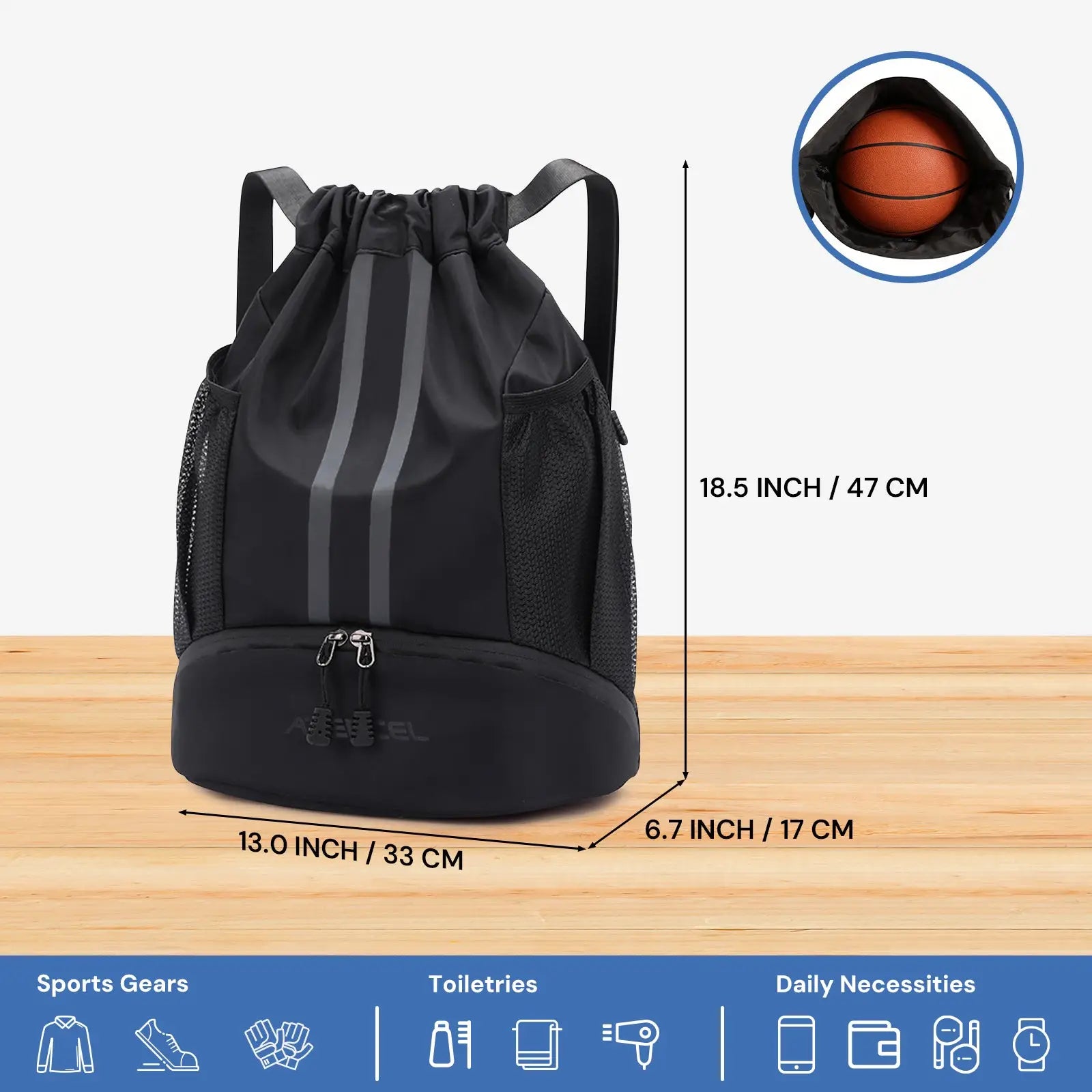 Atercel Drawstring Backpack - Black