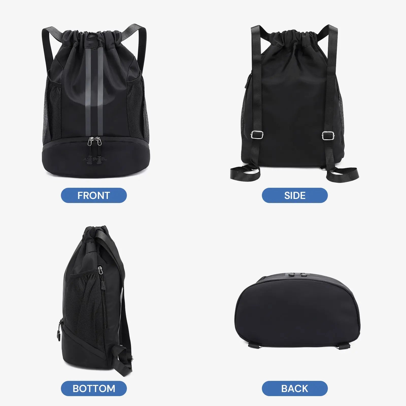 Atercel Drawstring Backpack - Black